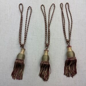 Decopro Curtain Tassel Tiebacks Set of 3 21" Burgundy Gold Green Regencycore